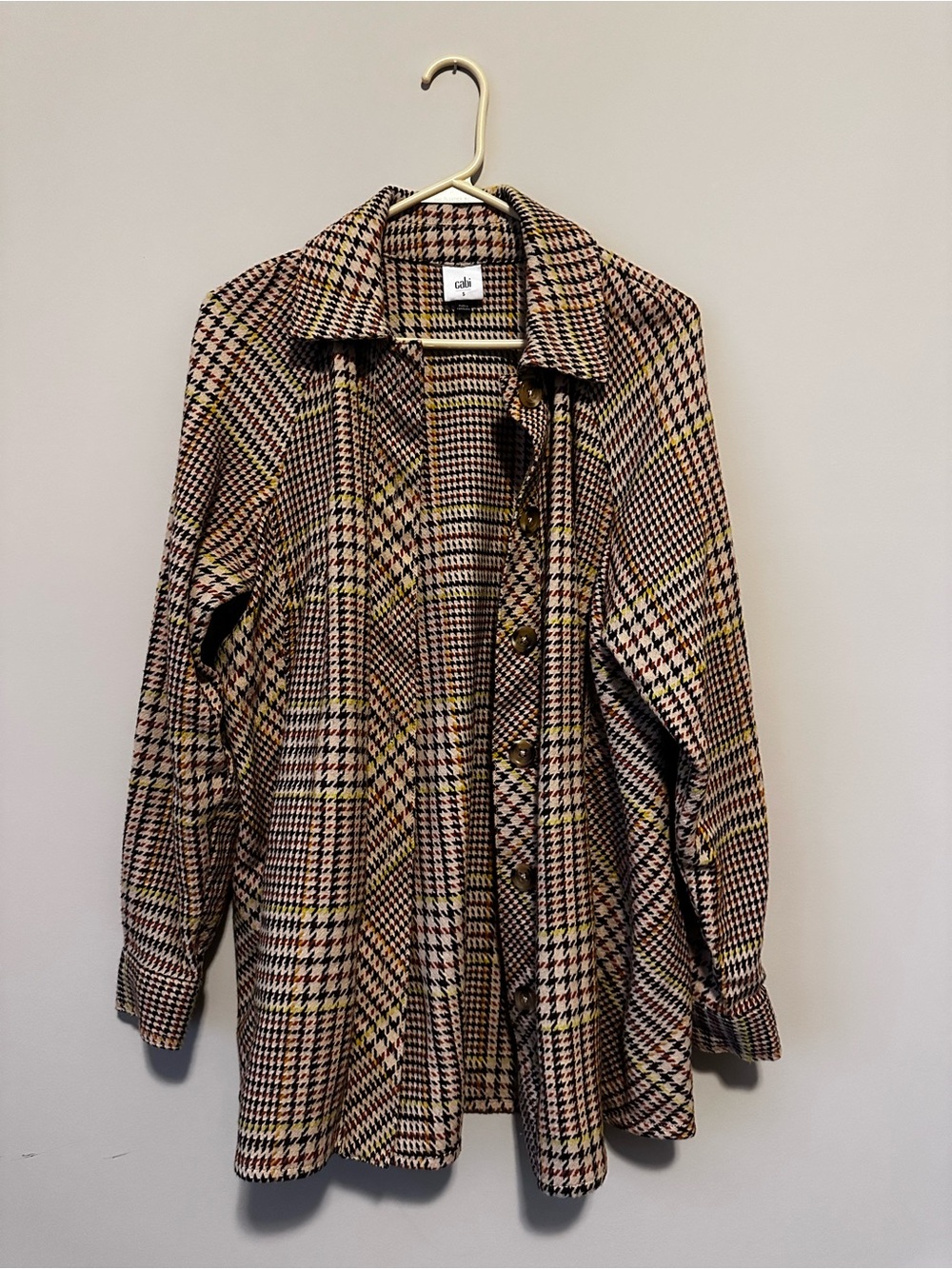 CAbi Multicolor Houndstooth Coatigan with Button Front